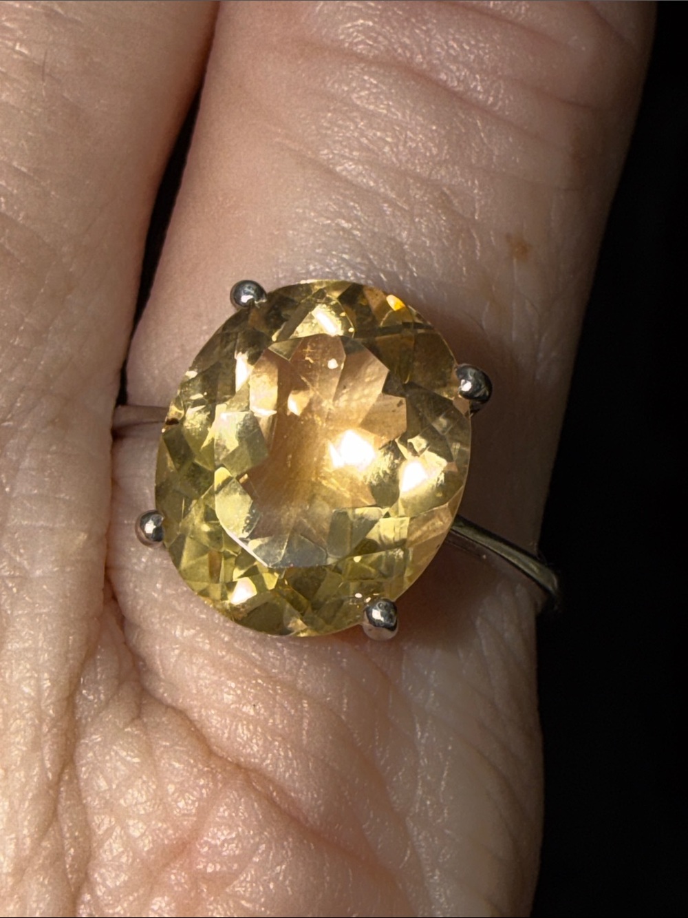 4CT Yellow Citrine Oval Solitaire Ring 925 Sterling Silver NEW GORGEOUS